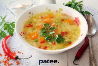 Суп с красной чечевицей и овощами