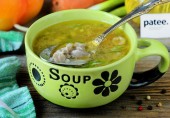 Гречневый суп с куриными желудочками