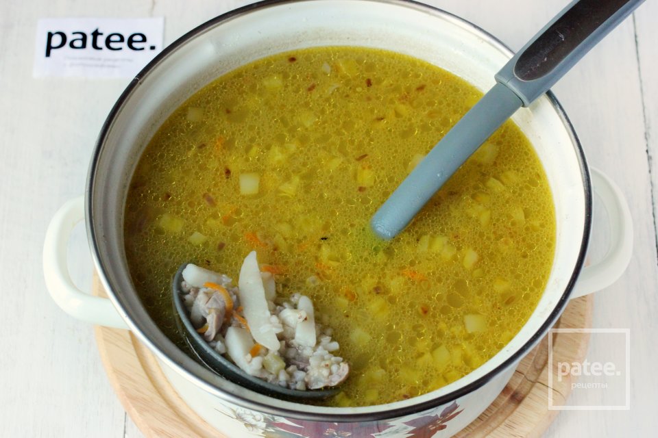 Гречневый суп с куриными желудочками - Шаг 10