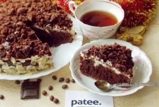 Шоколадно-кофейный пирог с кремом