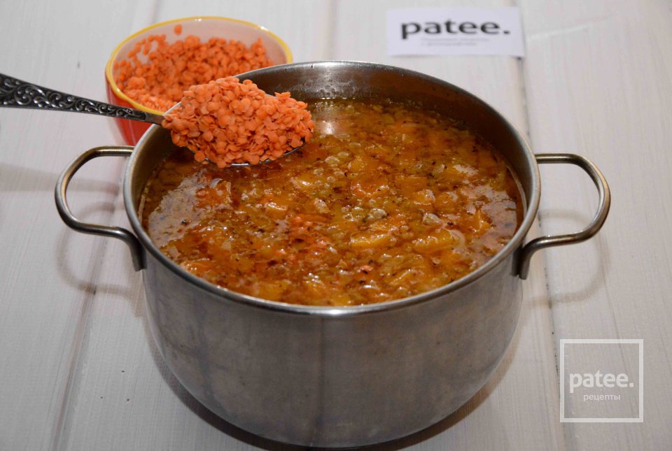 Суп из красной чечевицы с тыквой и курицей - Шаг 10