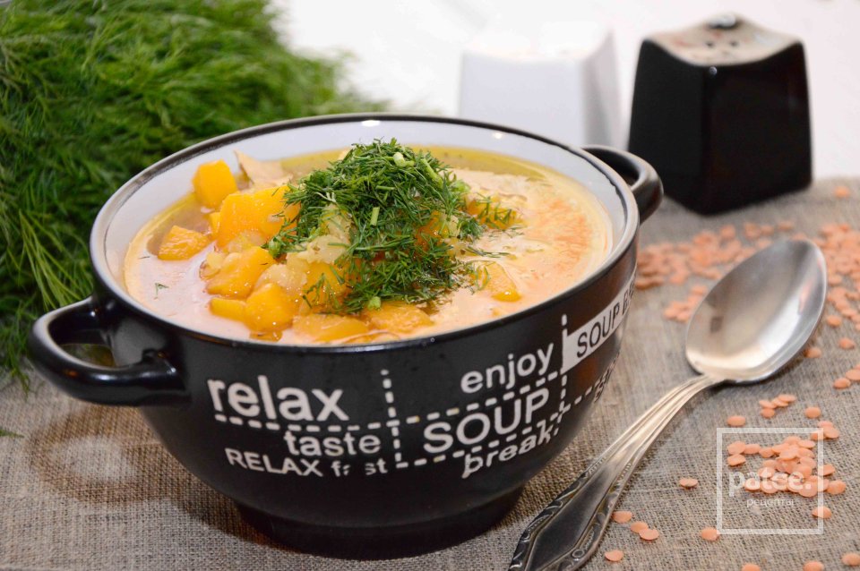 Суп из красной чечевицы с тыквой и курицей - Шаг 11