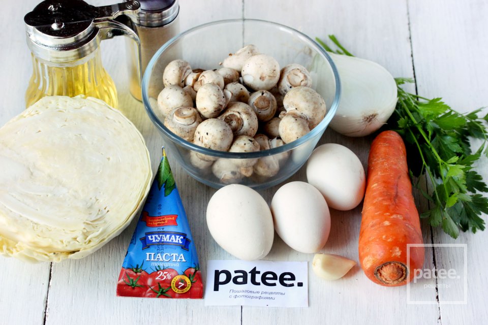 Капуста с грибами и яйцом, тушеная в мультиварке - Шаг 1