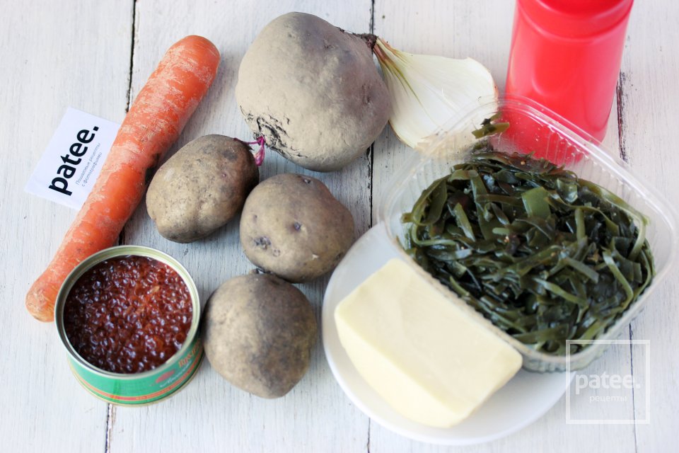 Салат Шуба с морской капустой и сыром - Шаг 1