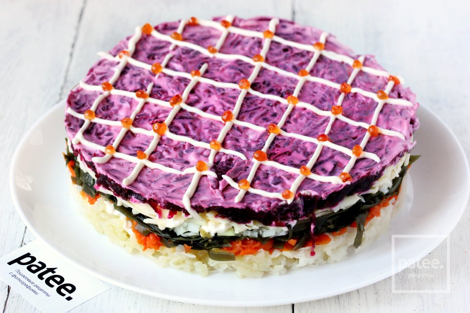 Салат Шуба с морской капустой и сыром - Шаг 13