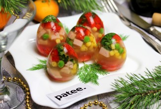 Заливное Яйца Фаберже с ветчиной и овощами