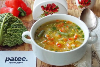 Рецепт Овощной суп с пекинской и савойской капустой
