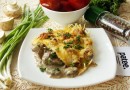 Куриная печень с грибами в сметане