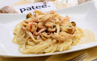 Рецепт Спагетти с морепродуктами в сливочном соусе
