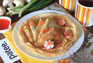 Блины с грибным припеком и сыром