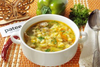 Немецкий суп с куриными потрошками и клецками