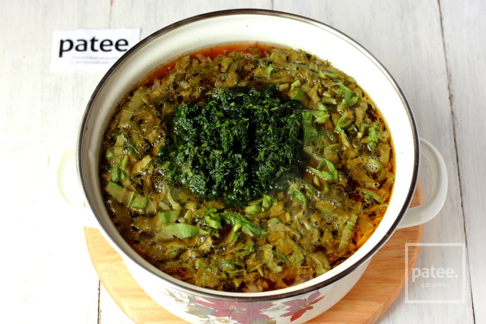 Зелёный борщ со щавелем и шпинатом - Шаг 12