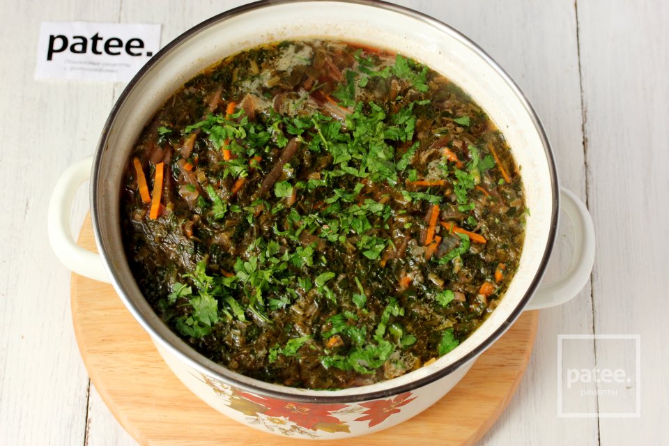 Зелёный борщ со щавелем и шпинатом - Шаг 13