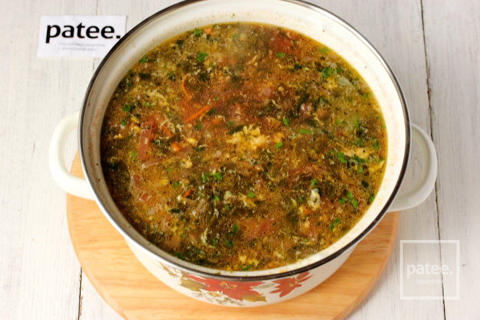 Зелёный борщ со щавелем и шпинатом - Шаг 14