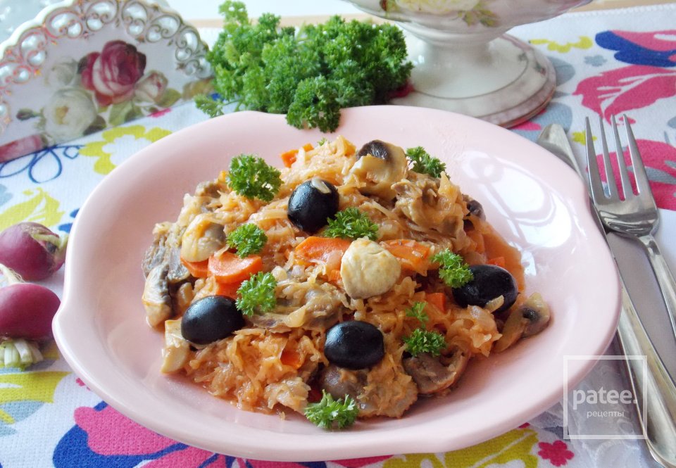 Тушеная капуста с куриными желудками - Шаг 15