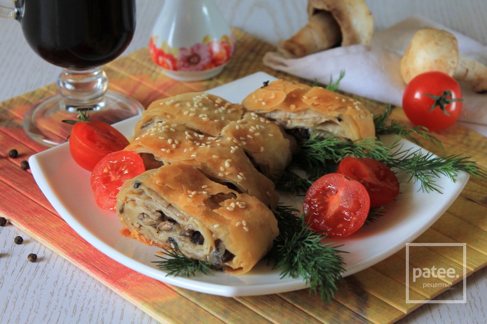 Штрудель из теста фило с грибами - Шаг 13