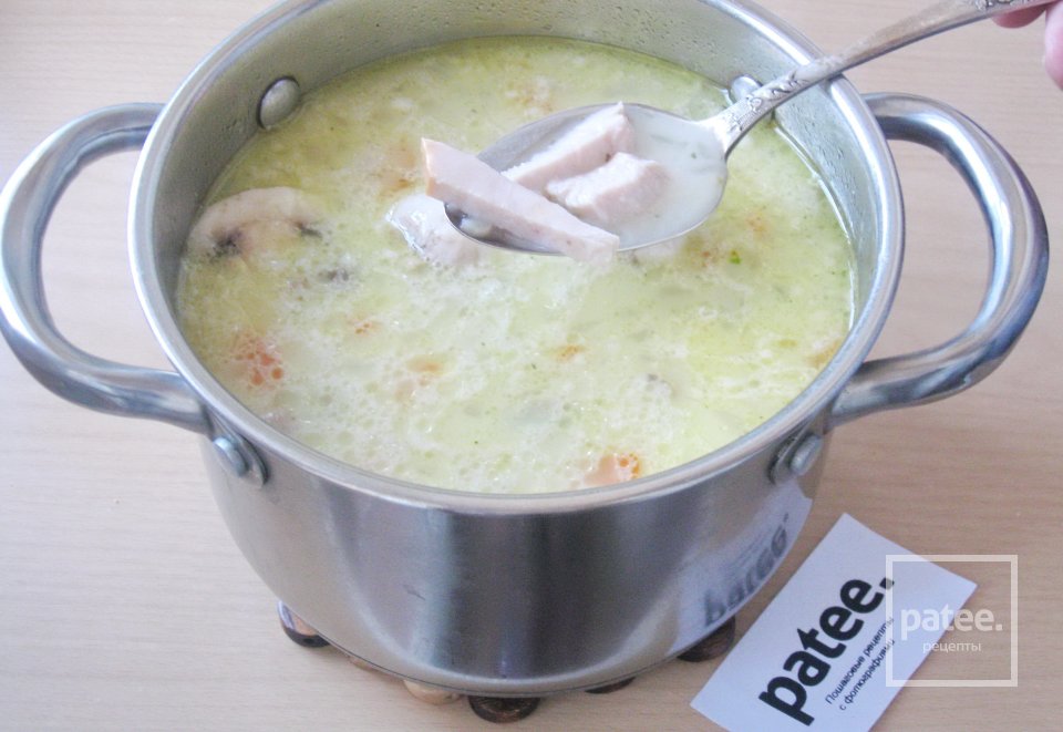 Суп-крем с грибами и копченой курицей - Шаг 16