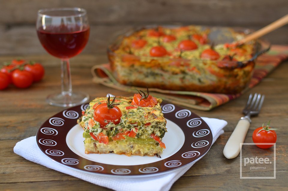  Kolokithopita. Греческий пирог с фетаксой и кабачком на рисовой подушке - Шаг 16