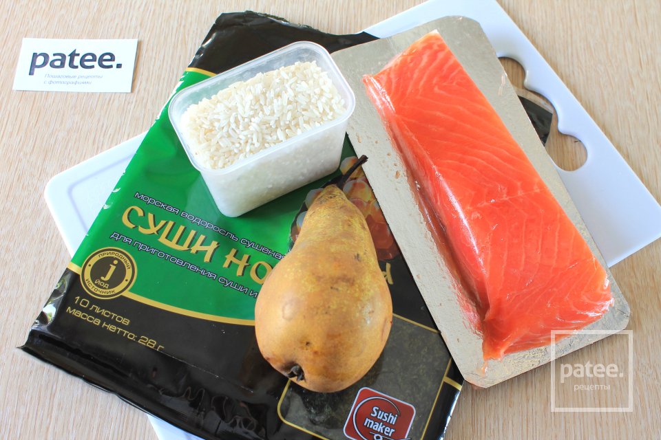 Роллы с семгой и грушей в мультиварке - Шаг 1