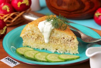 Рисовая запеканка с куриным фаршем в мультиварке