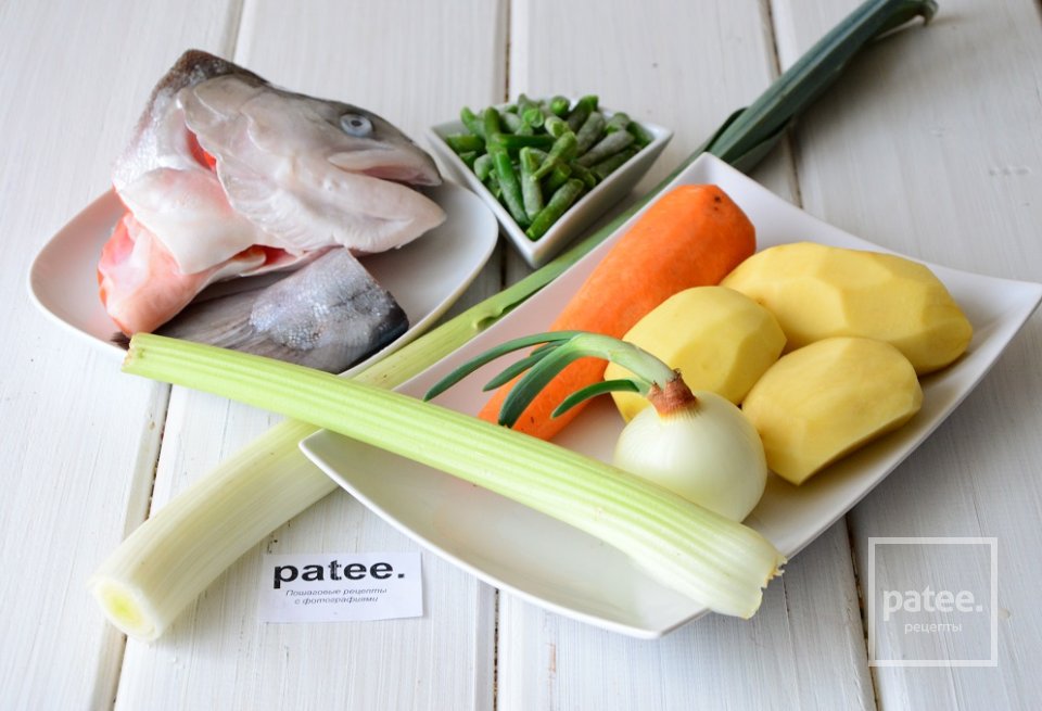 Рыбный суп с форелью и стручковой фасолью - Шаг 1