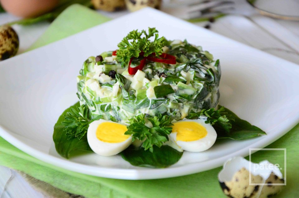Салат с черемшой и куриными яйцами Весенний - Шаг 11