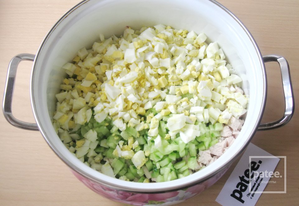 Окрошка на кефире и минеральной воде - Шаг 11