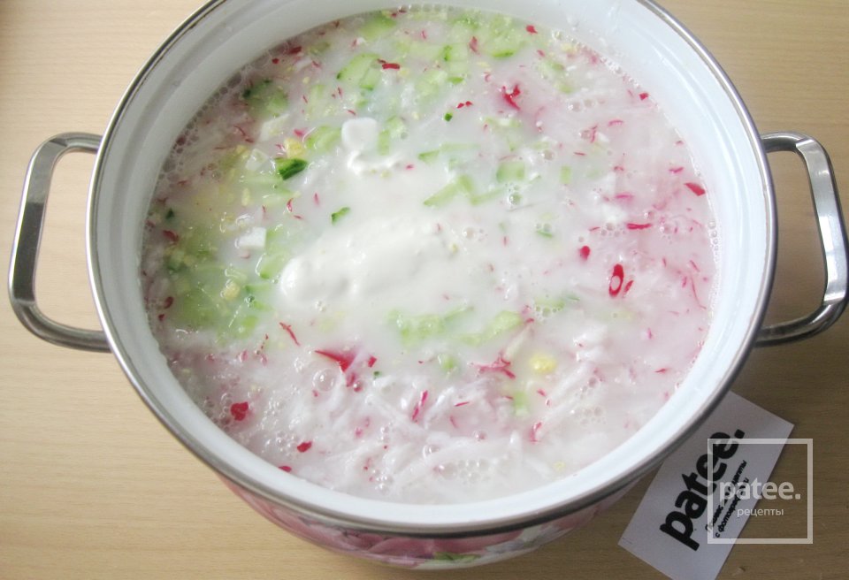 Окрошка на кефире и минеральной воде - Шаг 15