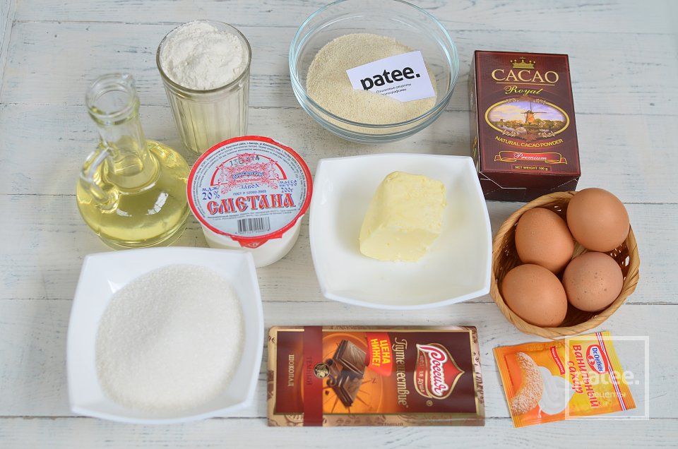 Шоколадный манник с шоколадной начинкой - Шаг 1