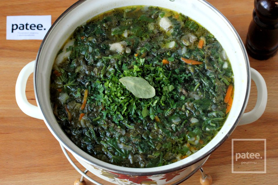 Зелёный суп со свининой, крапивой и щавелем - Шаг 12