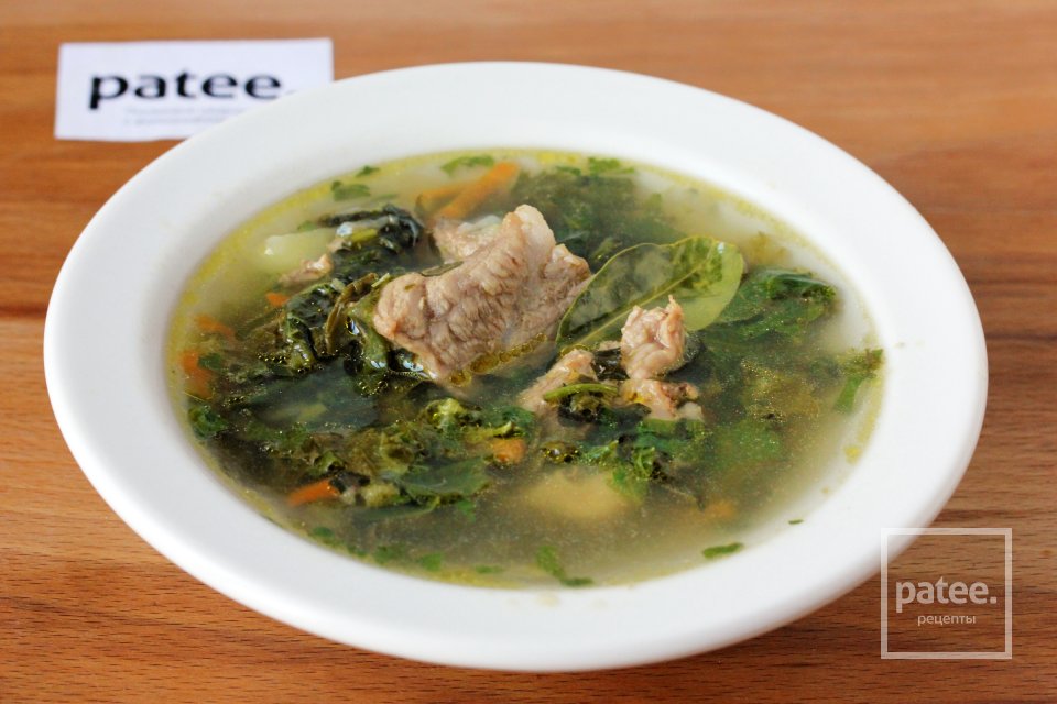 Зелёный суп со свининой, крапивой и щавелем - Шаг 13