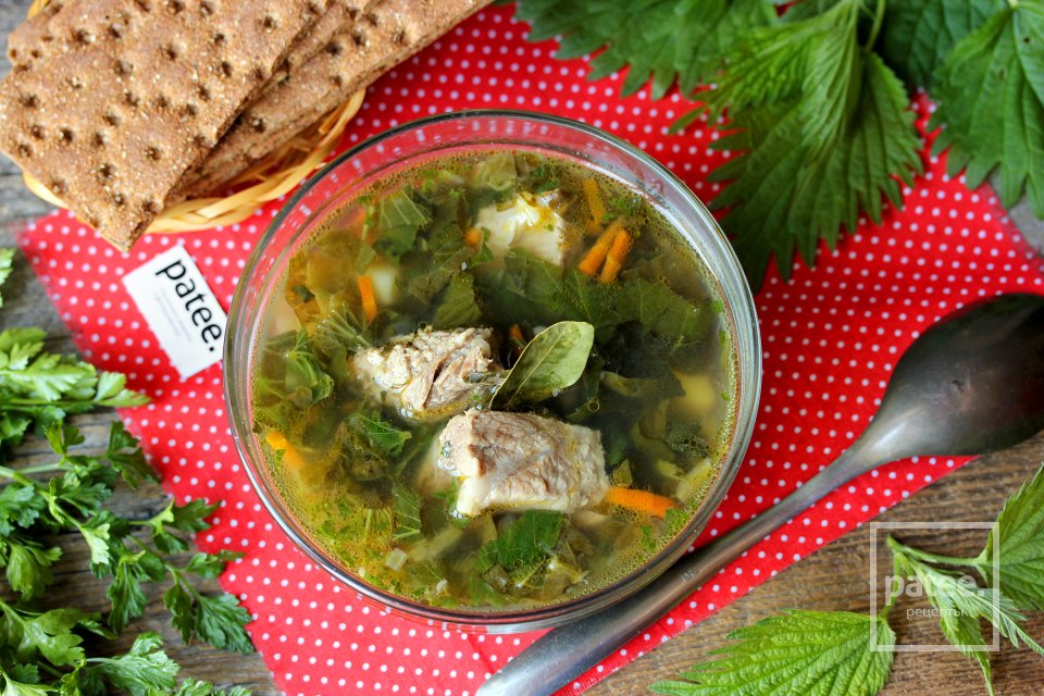 Зелёный суп со свининой, крапивой и щавелем - Шаг 14