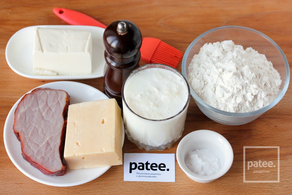 Лепёшки с ветчиной и сыром - Шаг 1