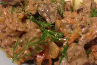 Печень в чесночно-сливочном соусе