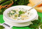 Окрошка с индейкой на бульоне