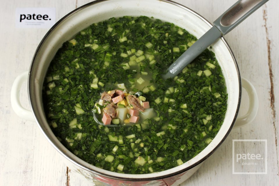 Окрошка с индейкой на бульоне - Шаг 10