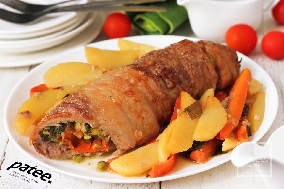 Рулет из свиной корейки с овощами - Шаг 19