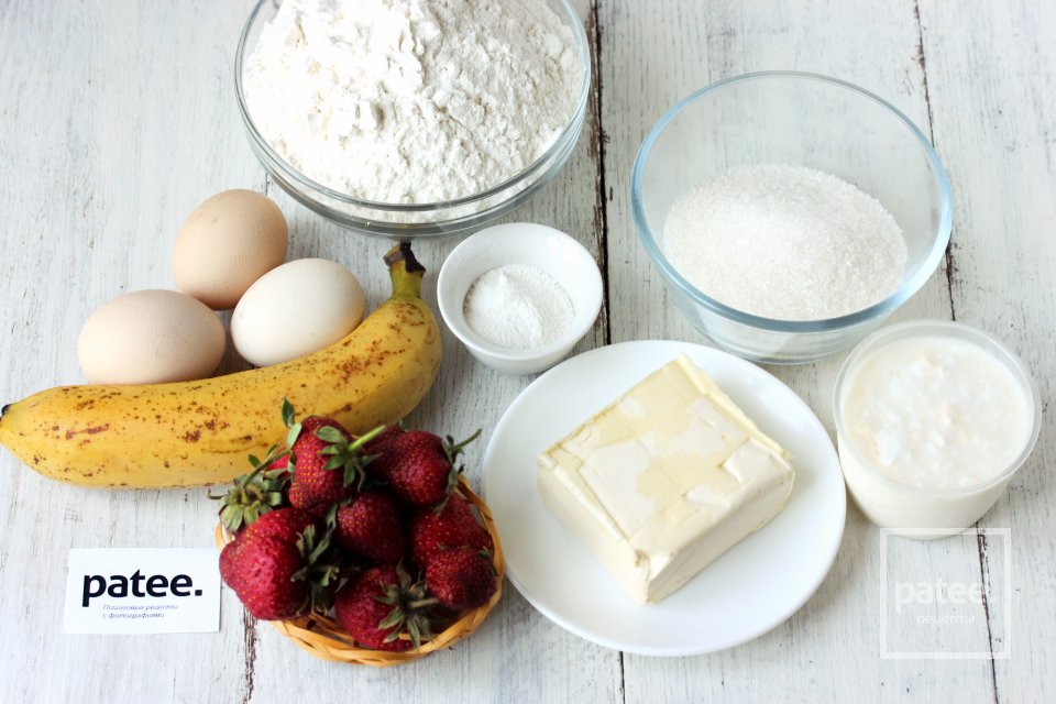 Клубнично-банановый пирог - Шаг 1