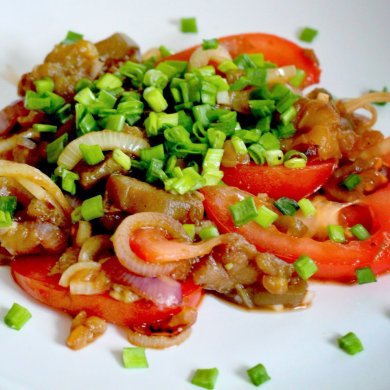 Рецепт Теплый салат с баклажанами