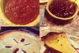 Пирог с вишней и малиной