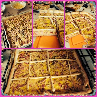 Слоеный пирог с сыром и вареной колбасой - Шаг 8