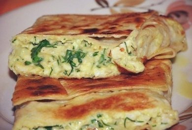 Рецепт Пирог из лаваша с сыром и зеленью.