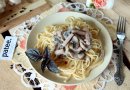 Паста с ветчиной и грибами