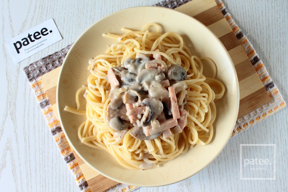 Паста с ветчиной и грибами - Шаг 11