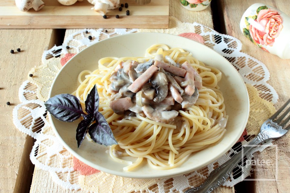 Паста с ветчиной и грибами - Шаг 12