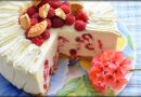 Торт из лёгкого творожного сыра Малина со сливками