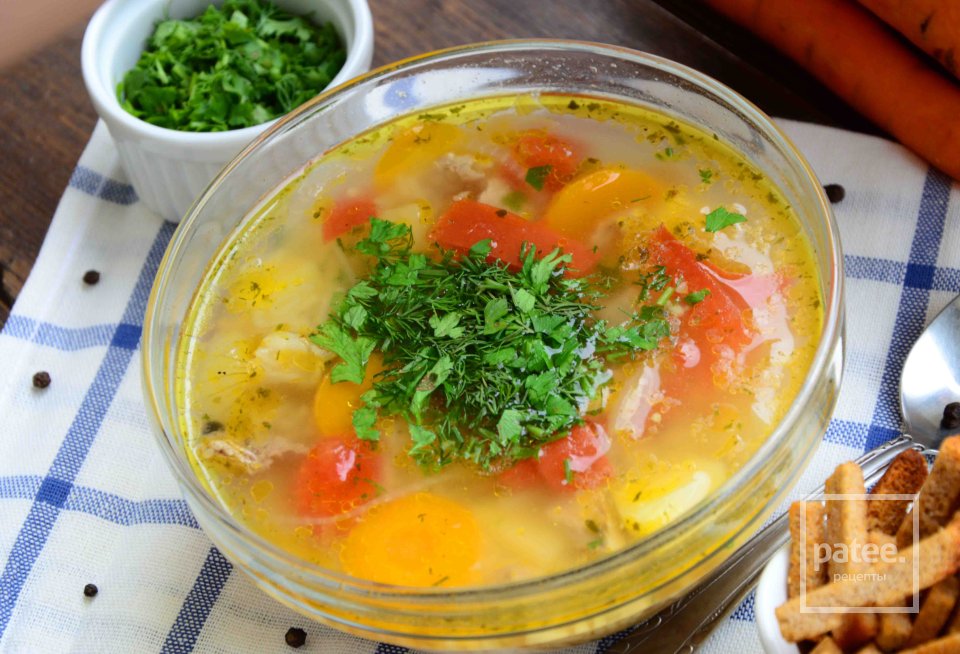 Суп с помидорами на мясном бульоне - Шаг 13