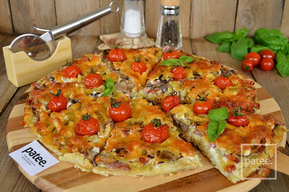 Кабачковая пицца с грибами и колбасой - Шаг 20