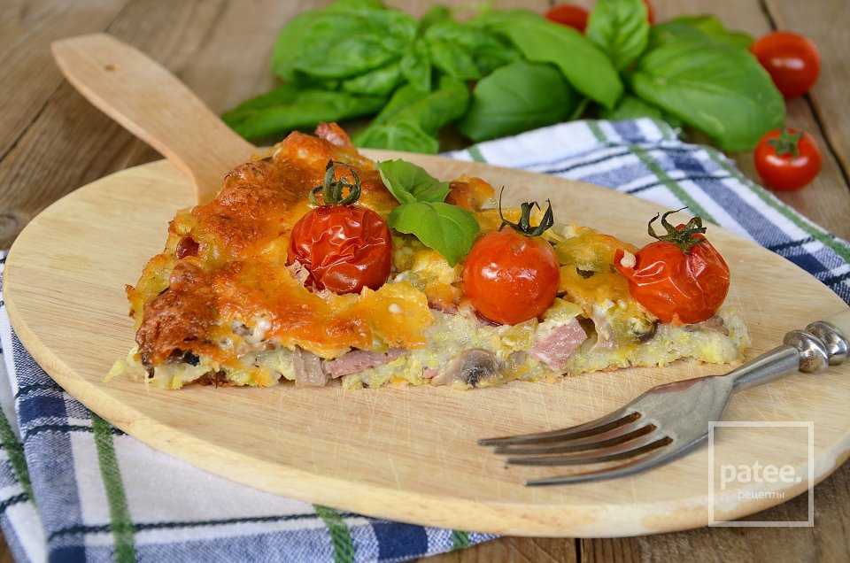 Кабачковая пицца с грибами и колбасой - Шаг 21