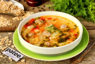 Овощной суп с фрикадельками и овсянкой